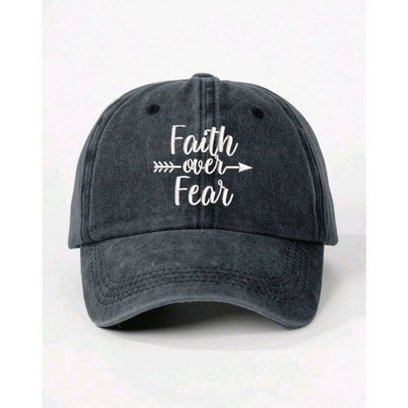 2/$30 Black Ladies Faith Over Fear Embroidered Hat - Picture 1 of 3